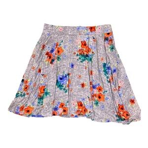 SO Gray and Pink/Coral Floral Flowy Skater Skirt